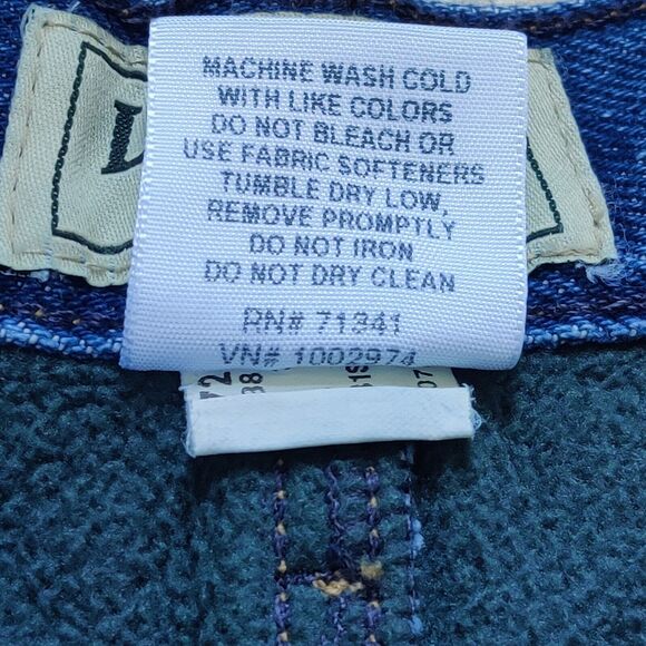 L.L. Bean Classic Fit Green Fleece Lined Mens Tag 35x29 (33X28) Blue Jeans Heavy - Picture 8 of 15